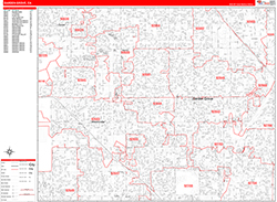 Garden Grove Wall Map Zip Code Red Line Style 2026